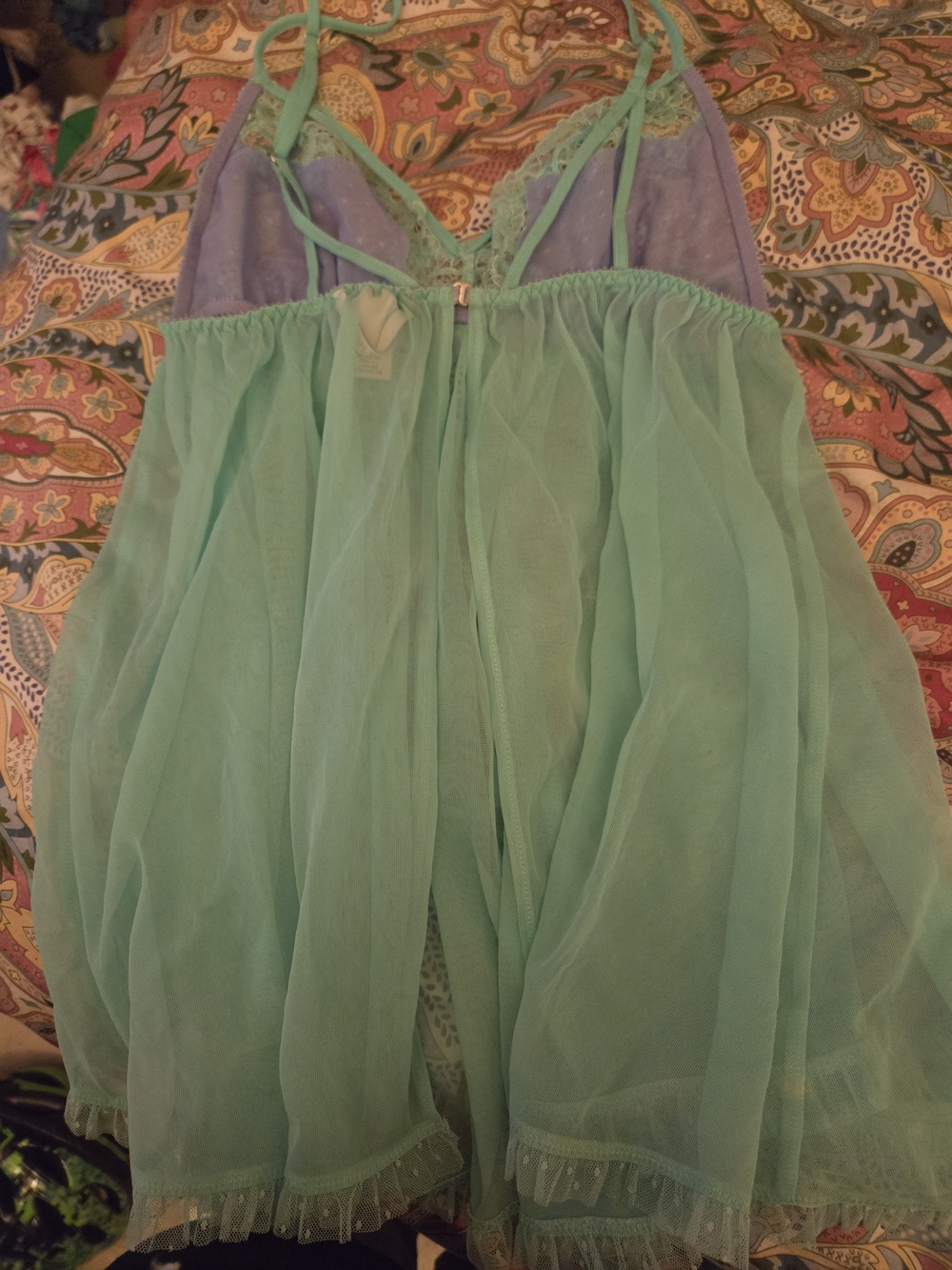 Victoria's Secret Mint and Light Purple Sheer Babydoll